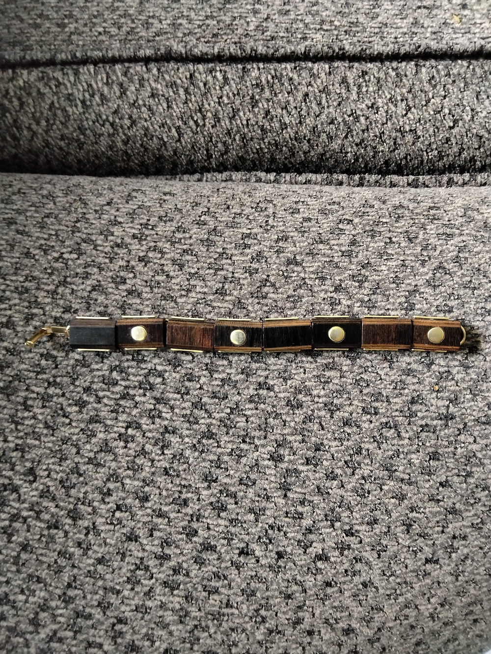 Vintage Wood  Bracelet with Gold Accents